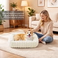 thumbnail image 3 of Exclusivo Mezcla Ribbed Plush Cuddler Dog Bed, 20"×16" Calming Pet Bed with Non-Slip Bottom for Small Dogs, Ivory, 3 of 7
