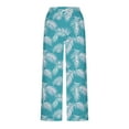 thumbnail image 7 of Women's Cotton Linen Palazzo Pants Tropical Print Split Wide Leg Summer Casual Beach Trousers Hawaiian Outfits (M, Sky Blue), 7 of 7