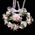 thumbnail image 5 of Diadema para mujer, Taumie, juego de corona y pulsera de flores de boda, corona floral de perlas, diademas para niñas, diadema ajustable para fiestas, viajes, bodas en la playa, 5 of 5