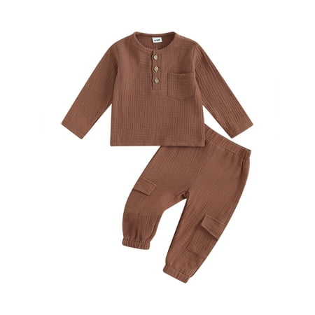 

Emmababy 2-piece Outfit for Boys: Long Sleeve Crew Neck T-shirt with Long Pants
