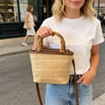 thumbnail image 5 of Floleo Natural Woven Straw Bag, 7x6 Inch Beige Handmade Rattan Shoulder Bag for Women, Summer Fashion Boho Purse for Beach, Vacation, Casual Outfit, Daily Use, 5 of 6