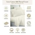 thumbnail image 4 of Dormir Cotton Full Size Sheets Set Off White 400 Thread Count, Sateen Weave Long Staple Cotton 4 Piece Bed Sheet Set, 16 inches Deep Pocket Full Sheet Set, 4 of 7