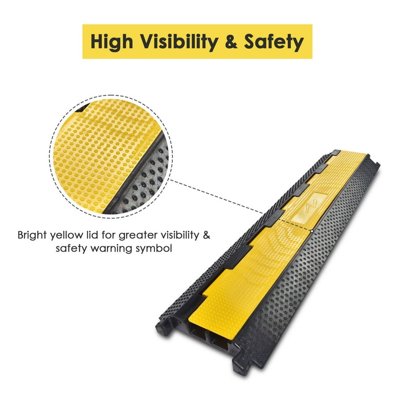 Yescom 2 Channel Rubber Electrical Wire Cable Cover Ramp Guard Warehouse  Cord Protector Station Speed Bump 22000 Lbs
