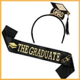 thumbnail image 3 of WHEANG Graduation Headband and Shoulder Straps for Congrats Grad Party Supplies Bachelor Cap Headband with Doctoral Hat Sash Satin Tassels Tiaras F Summer Sales Under $2, 3 of 3