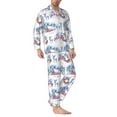 thumbnail image 2 of Naloa Snowy Cottage Holiday Scene Men’s Pajamas Set - Long Sleeve Button Down Sleep Shirt and Pajama Bottoms Sleepwear Set-Large, 2 of 7
