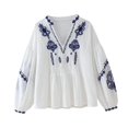thumbnail image 3 of Blusa bordada para mujer, transpirable, holgada, elegante, de manga larga, informal, étnica L, 3 of 9