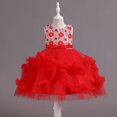 thumbnail image 2 of Odeerbi 2025 Kids Dress Girls Sleeveless Princess Dress Bow Tie Lace Flowers Mesh Dress Tufted Dress, 2 of 9
