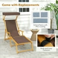 thumbnail image 4 of Spaco Birch Wood Chaise Lounge Chair, Foldable Beach Chair, Chair with Adjustable Canopy, Brown, 4 of 11