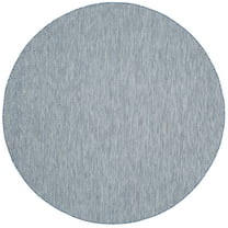 SAFAVIEH Courtyard Blazhe Chevron Indoor/Outdoor Area Rug, Navy/Grey, 9' x 9' Round