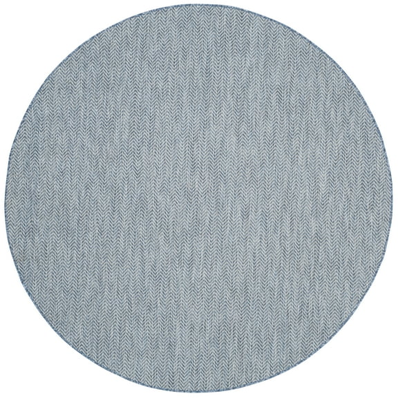 SAFAVIEH Courtyard Blazhe Chevron Indoor/Outdoor Area Rug, Navy/Grey, 9' x 9' Round