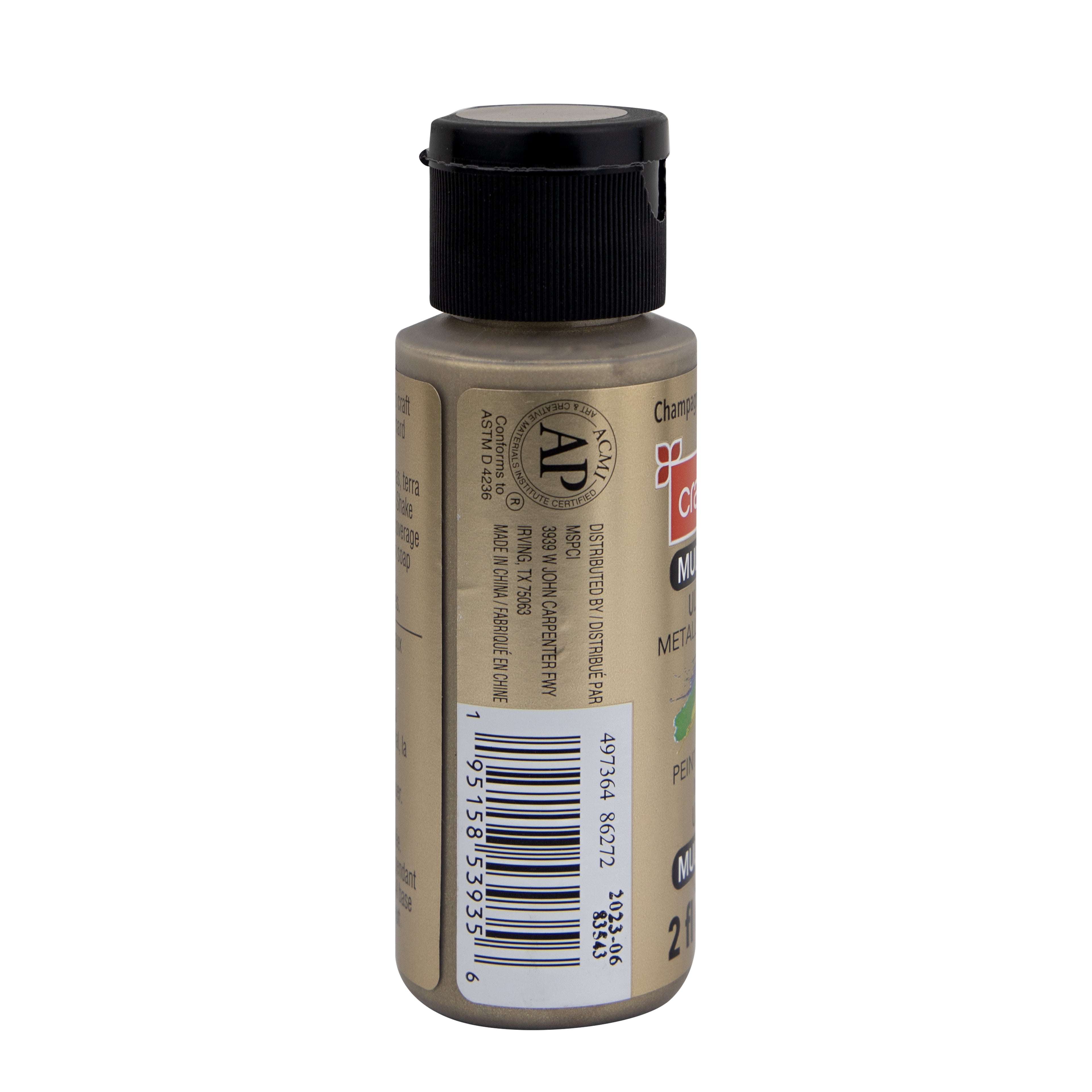 Craft Smart Champagne Gold Premium Ultra Bright Metallic Paint - Multi-Surface Shimmer Finish for Art, Crafts & Decor, 12 Pack