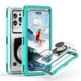 thumbnail image 1 of Funda para teléfono APRUT, 7,5 pulgadas, IPX8, impermeable, para esnórquel, color cian, 1 of 8