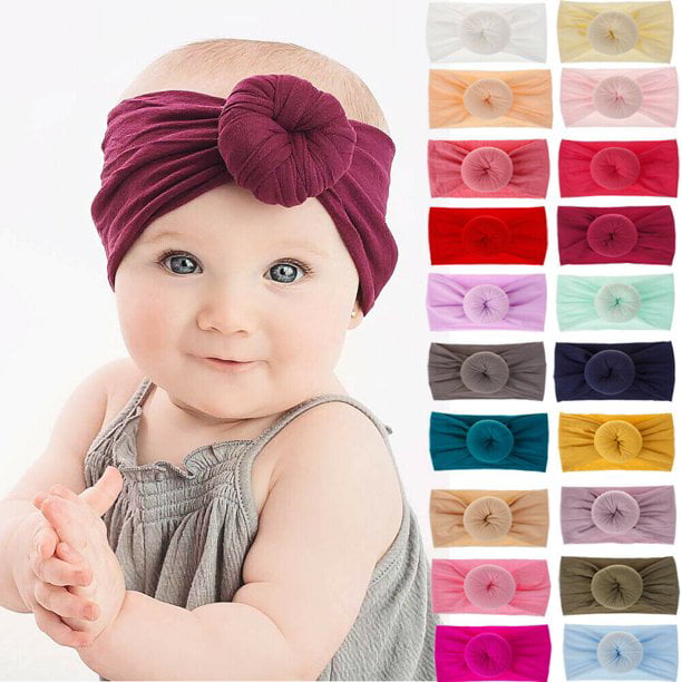 Baby Girl Infant Toddler Bow Hairband Headband Turban Big Knot Head Wrap Soft UK 