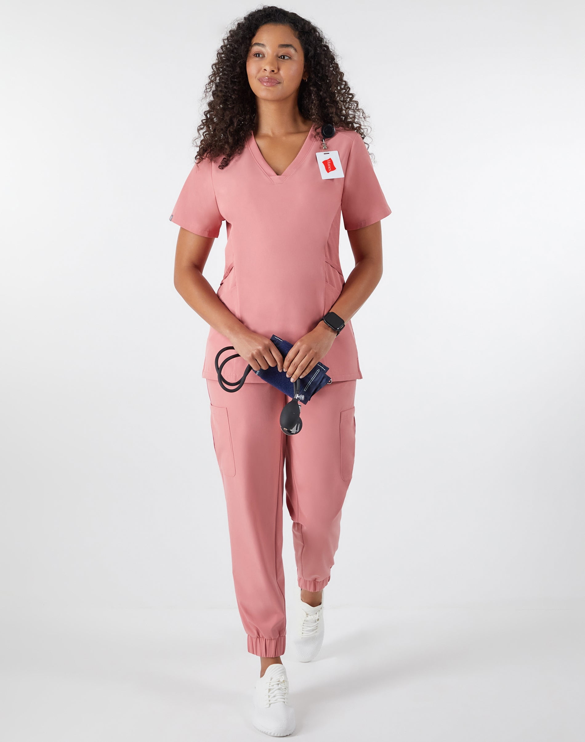 Hanes Comfort Fit Scrubs Women's Scrub Top Rose Ranch Pink L
