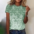 thumbnail image 1 of ICHUANYI Clearance Women's Fashion Printed T-shirt Short Sleeves Blouse Round Neck Casual Tops(Green, M) ICHUANYI WER2023080700781, 1 of 4