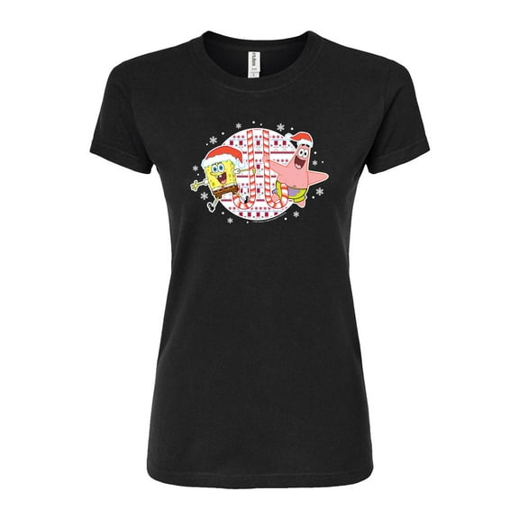 SpongeBob SquarePants - Spongebob Patrick Candy Canes - Juniors Fitted Graphic T-Shirt