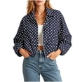 thumbnail image 6 of Vmvidoty Womens Polka Dot Cropped Jacket Zip Up 2026 Trendy Casual Fashion Jacket Coat with Pockets Navy XS, 6 of 6