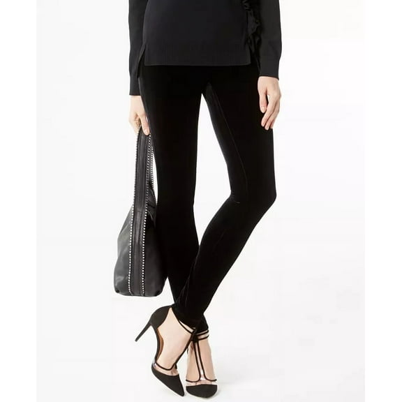 INC International Concepts Women's Petite Velvet Skinny Pants Black Size 10 Petite