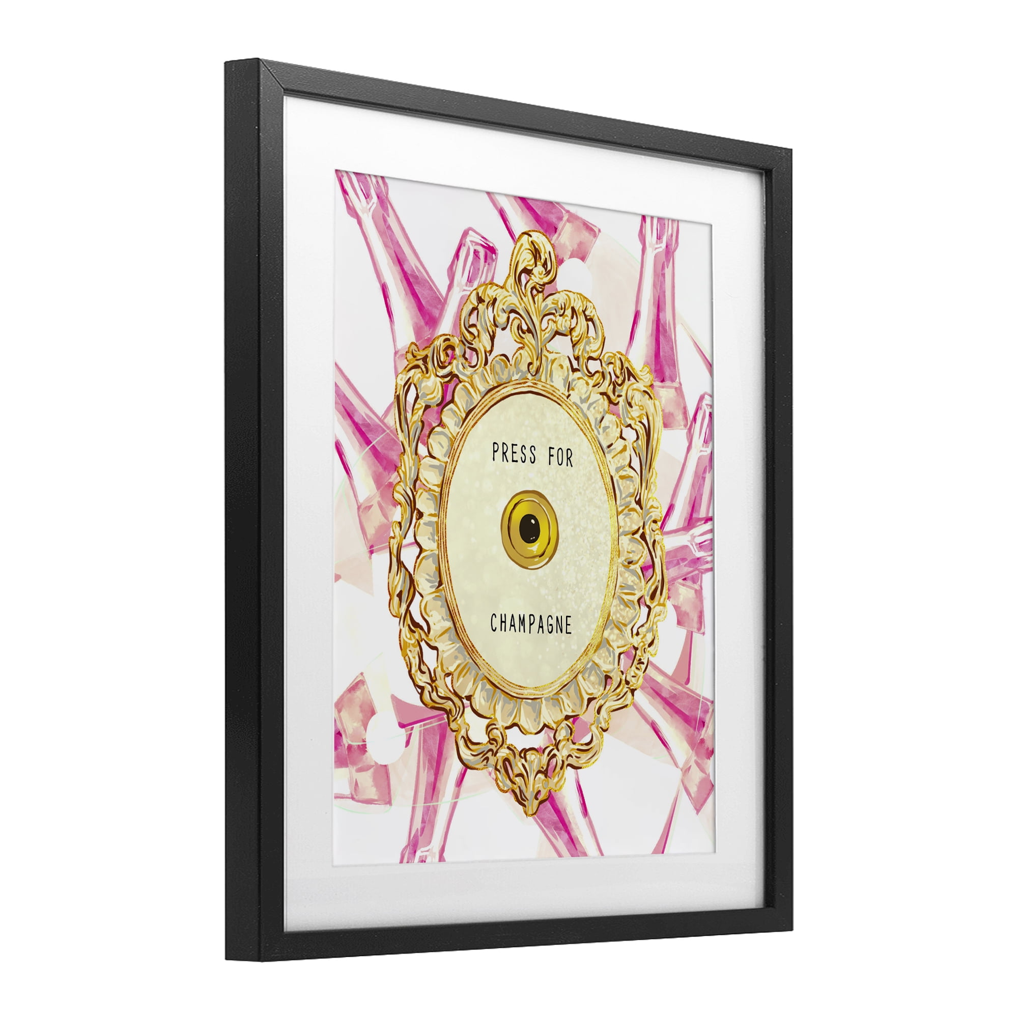 Champagne Doorbell with Pattern Black Framed Print Under Glass, design by Ziwei Li