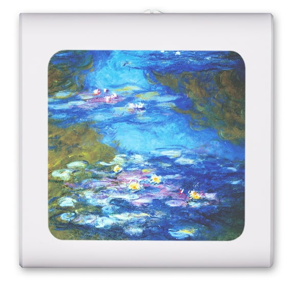 Plug in Dimmable LED Night Light with Dusk to Dawn Auto Sensor, Adjustable Brightness, Warm Light, Auto On/Off Nightlight for Bathroom, Hallway, Nursery, Bedrooms - Monet: Irises II