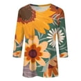 thumbnail image 4 of Susanny Casual Tops for Women Trendy Floral Elbow 3/4 Length Sleeve Oversized T Shirts Women Half Sleeve V Neck Womens Dress Shirts Work Blouses Women Ginger XL, 4 of 4
