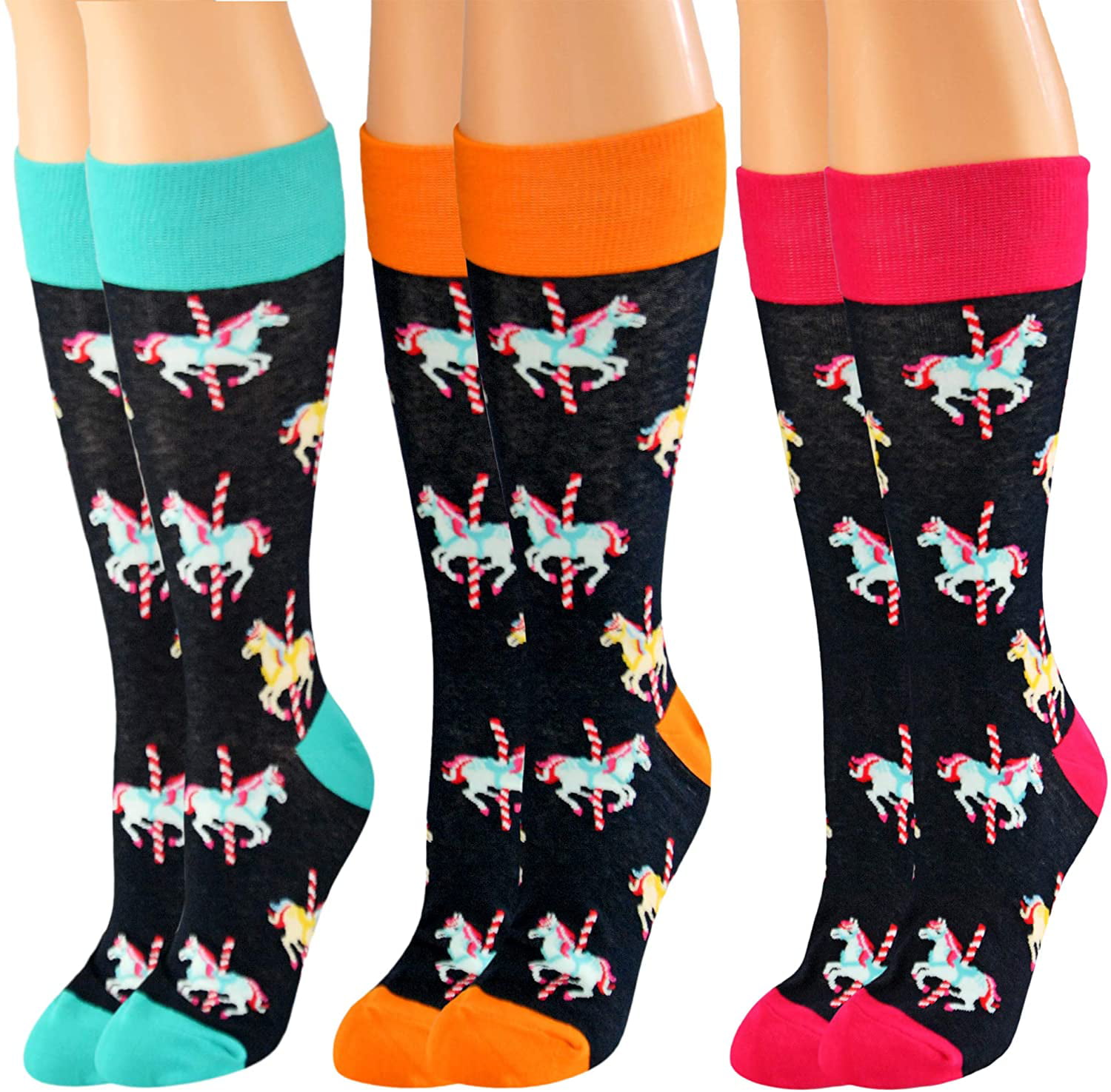 crazy socks,cool socks,gift idea unisex cozy casual crew socks,fun design Horse Sock
