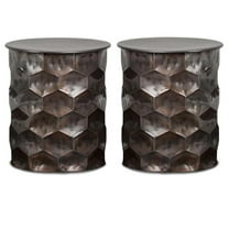 Home Square 2-Piece 17" Metal Accent Side Table Set in Antique Bronze