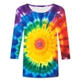 thumbnail image 4 of VBTAPA Womens Plus Size Tops 3/4 Sleeve Crewneck T-shirt Casual Workout Tie Dye Graphic Tee Shirts Lightweight Going Out Blouse Prime Sales of The Day Multicolor XXXL, 4 of 5