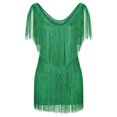 thumbnail image 3 of Vestidos cortos sexis de fiesta con escote en V para mujer, de baile latino, sin mangas, con lentejuelas brillantes y borlas para actuaciones en el escenario, 3 of 5