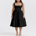 thumbnail image 2 of Femmes Été Sans Manches Couleur Unie Taille Haute Midi Robe de Cami, 2 of 7