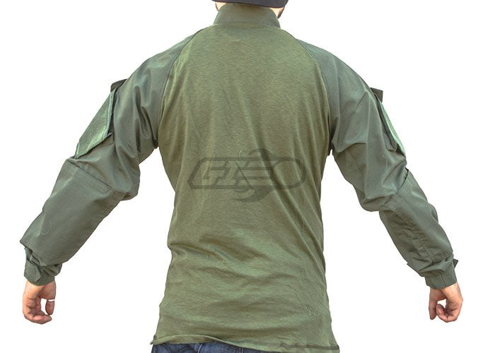 LG/Reg Tru-Spec 2565005 Men's OD Green Cotton Blend LS 1/4 Zip Combat Shirt 
