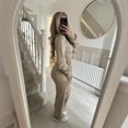thumbnail image 5 of Fashion Set For Women Autumn New Slim O Neck Zipper Coat Top Wide Leg Pants Two Piece Set Leisure Sportswear Sets Outfits, 5 of 5