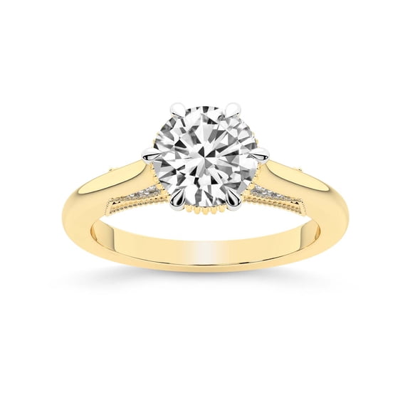 IGI Certified 4 Carat Round Shape Lab Grown Diamond Engagement Ring | 14K Yellow Gold | Esther Tacori Style Solitaire Diamond Ring | FG-VS1-VS2 Quality Friendly Diamonds