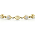 thumbnail image 3 of 18K Yellow Gold Plated Silver Ethiopian Opal and White Lab Grown Diamond and Moissanite Tennis Bracelet for Women | 2.93 Cttw | October Birthstone | Oval Cabochon 7X5MM | Fully Adjustable 10 inch, 3 of 6