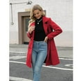 thumbnail image 2 of PUWEI Women's Casual Lapel Collar Wool Coat Double Breasted Elegant Peacoat with Pockets, 2 of 7