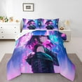 thumbnail image 2 of Erosebridal Japanese Girl Bedding Twin Comforter Set, Gradient Neon Watercolor Down Comforter, Anime Decor, Reversible, 2 of 7