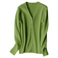thumbnail image 4 of Cardigan Sweaters For Women Solid Color Long Sleeve V Neck Straight Tube Knitted Cardigan Knitting Cotton Blended Cardigan Outerwear Jackets 1Pc Green L Sweaters For Women, 4 of 4