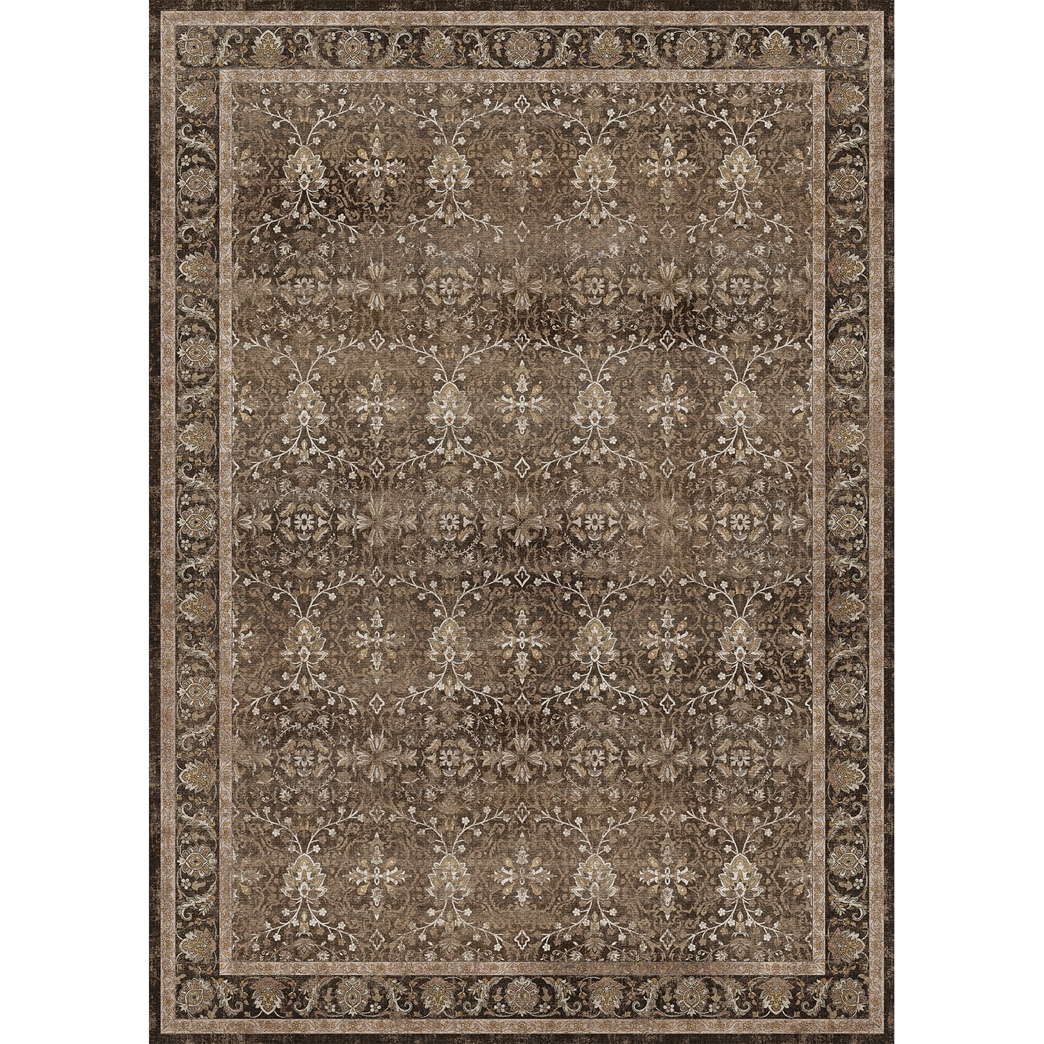 BERTHMEER 8'x10' Area Rugs for Living Room Bedroom Kitchen Rugs Non Slip Washable Vintage Traditional Dorm Office Dining Room Farmhouse Oriental Distressed Rugs,Brown