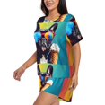 thumbnail image 4 of Vsdgher Rainbow Bulldog Sunglasses Pattern Womens Pajamas 2 Piece Short Sleeve Sleepwear Set,Summer Soft Pajamas Set Casual Lounge Sets, 2-Piece Pj -Medium, 4 of 8