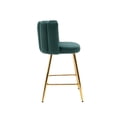 thumbnail image 3 of Guyou 26" Counter Height Bar Stool Set of 2, Modern Velvet Upholstered Bar Stool with Channel Tufted Backrest and Metal Legs for Kitchen Island Bar Restaurant, Green, 3 of 12