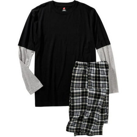Hanes - Men's Long-Sleeve Crew Microfleece Sleep Set