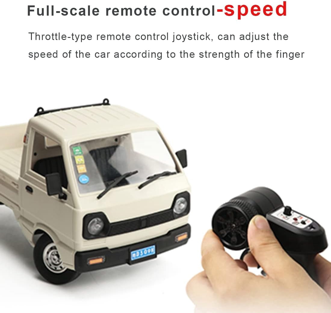WPL D12 1:16 Scale Mini RC Truck, 2.4GHz Remote Control RWD Mini Pickup with LED Lights & Suspension System, RC Drift Vehicle Hobby Car for Adults