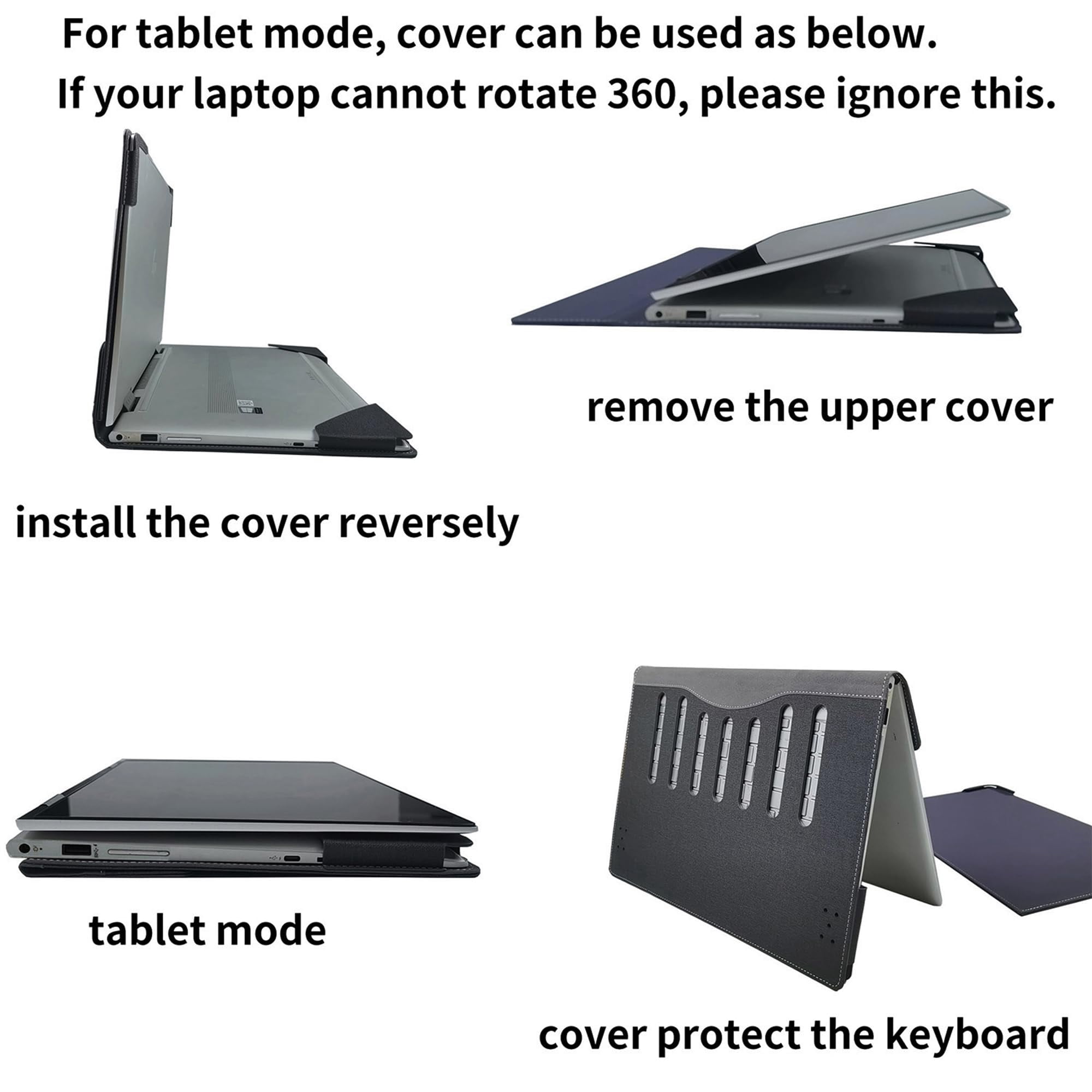 Laptop Cover Case for 16 inch Lenovo Yoga 7 2-in-1 16AHP9 /16IML9 & Yoga 7 16'' Series & Yoga Slim 7 Pro 16ACH6 16ARH7 16IAH7,PU Leather Protective Shell Detachable Laptop Bag Accessory (Dark Blue)