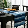 thumbnail image 4 of Navy Blue Ombre Cotton Linen Small Table Runner 13 x 48 inch Modern Oil Painting Waves Abstract Non-slip Rectangular Dining Table Decor for Wedding Party Holiday Dinner, 4 of 8
