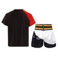 thumbnail image 2 of Doomiva Kids Boys Mixed Martial Arts MMA Boxer Costume Short Sleeve Boxing T-shirt Sports Tops with Shorts Tracksuit Red&White&Black 10, 2 of 6