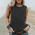 thumbnail image 3 of Lovskoo Women's 2025 Tank Top Summer Solid Color Round Neck Shirt Casual Shirt Tank Tops Sleeveless Blouse Dark Gray, 3 of 7