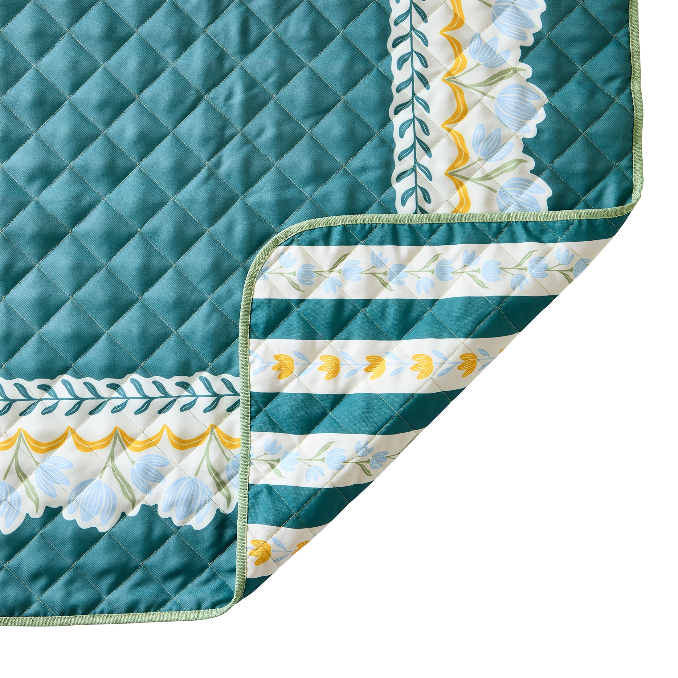 Better Homes & Gardens Sylvia Reversible Floral Outdoor Blanket Teal Stone 72 x 72