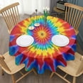 thumbnail image 3 of Colorful Rainbow Tie Dye Spiral Pattern Round Tablecloth 60"x60",Wrinkle Wipeable Table Cloth for Kitchen Dining Room Picnic Patio Party, 3 of 6