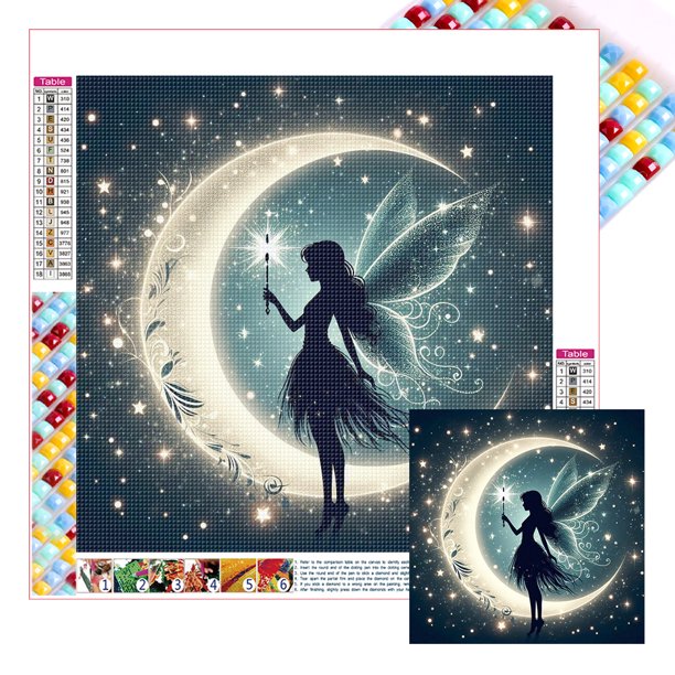 5D DIY Cuentas Cuadradas Completas Hada Silueta Kit Arte 35x35cm