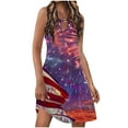 thumbnail image 2 of Puntoco Vestido De Verano Para Mujer, Estampado, Sin Mangas, Falda, Manga Corta, Cuello Redondo, Rojo, Xxl,Regalos Para Mujer Joven, 2 of 4